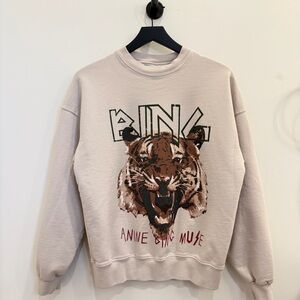 Anine Bing Cream Tiger Graphic Sweatshirt